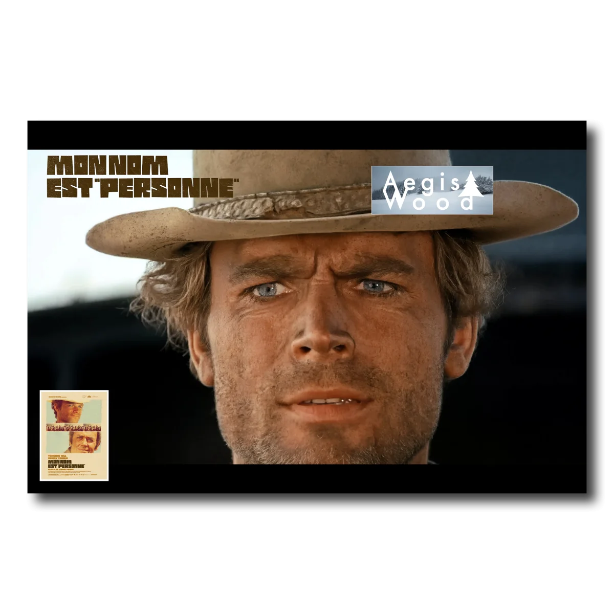 Affiche (reproduction ) d'une scène du film "Mon Nom est Personne" - Terence Hill — affiche murale en bois AegisWood