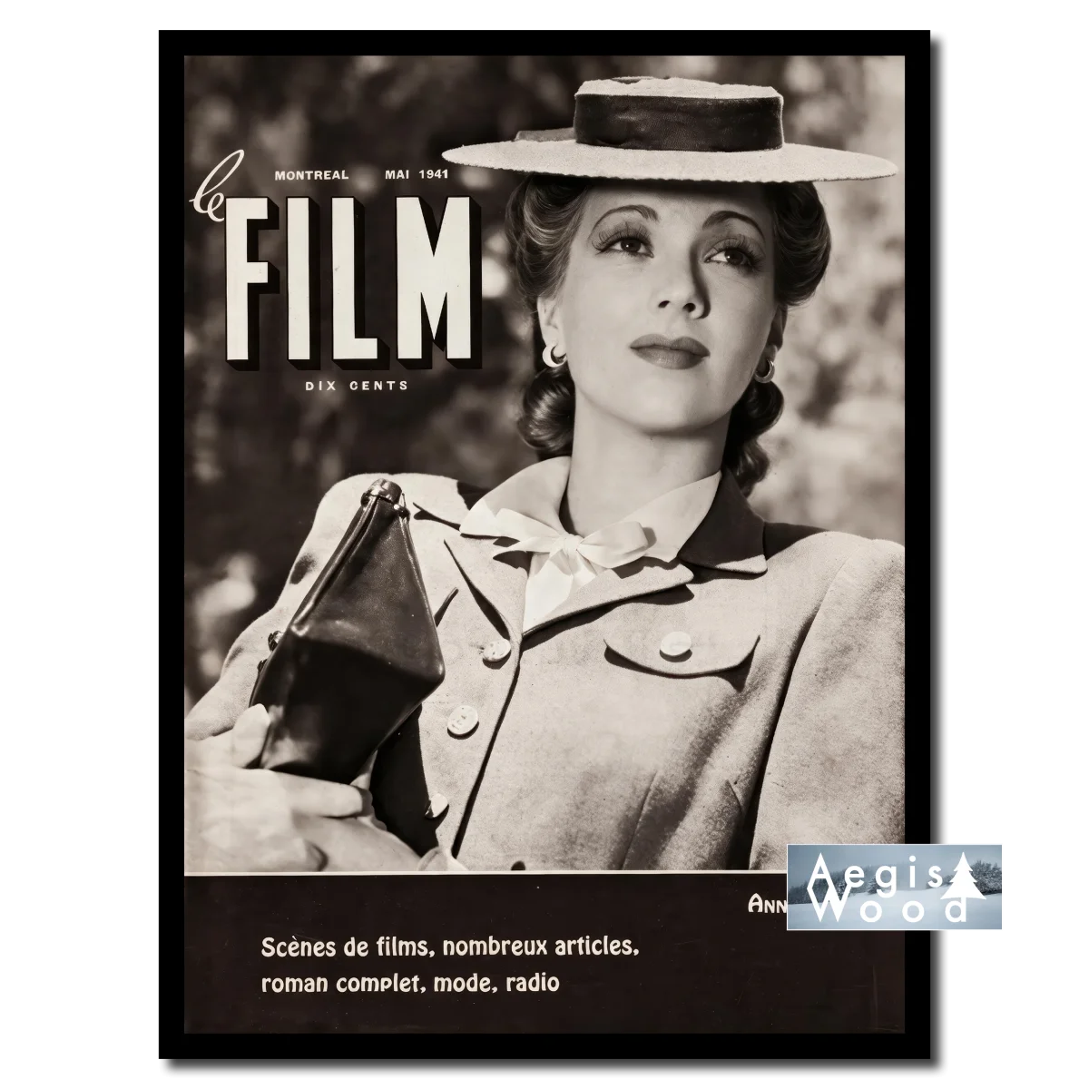 Affiche (reproduction) "Le Film" Couverture Vintage Montréal 1941 — affiche murale en bois AegisWood
