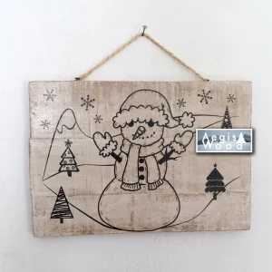 Tableau 29,5x20,5cm, illustrations recto verso sur bois ambiance hiver, neige coconing, chaleureuse.