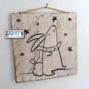 Tableau illustrations recto verso ambiance ludique ski, montagne, personnages rigolos. 21x21cm