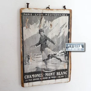 Reproduction sur bois : Chamonix Mont-Blanc France - Winter Sports - Paris-Lyon-Mediterrannee