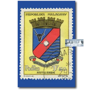 Affiche Agrandissement d'un timbre-poste de Madagascar Authentique : Trésor Héraldique d'Antsirabe