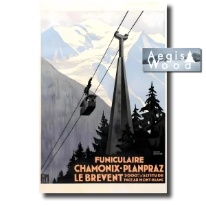 Affiche (reproduction) Funiculaire Chamonix-Planpraz Le Brevent - Roger Broders, 1928, Art Déco