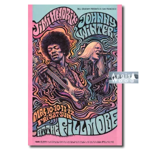 Affiche Jimi Hendrix & Johnny Winter Fillmore Psyédélique Vintage - Fillmore