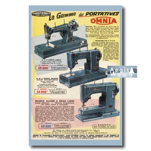 Affiche (reproduction) Manufrance Saint-Étienne - Machines à coudre portatives Omnia