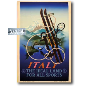 Affiche (reproduction) Italy The Ideal Land for All Sports - A.M. Cassandre 1935, ENIT, Art Déco