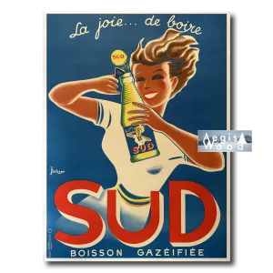 Affiche (reproduction) SUD - La joie de boire, Bellenger 1945-1950, boisson gazéifiée