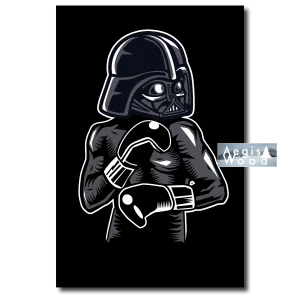 Affiche caricature Dark Vador avec des gants de boxe. Star Wars