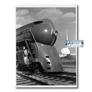 Affiche (reproduction) Locomotive New York Central et Perisphere - Exposition Universelle 1939, Gott