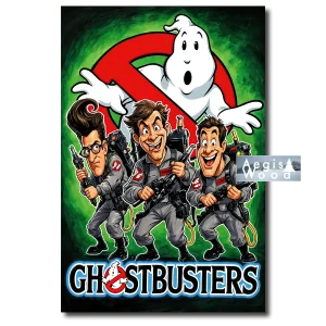 Affiche (reproduction) — Ghostbusters, caricature illustrée du film SOS Fantômes, 1984