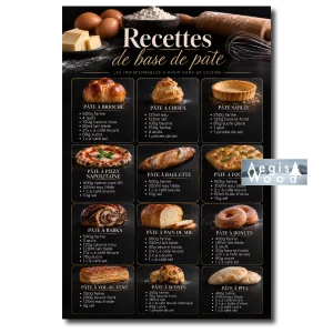 Recettes de base de pâte, affiche cuisine : 12 pâtes indispensables et leurs dosages