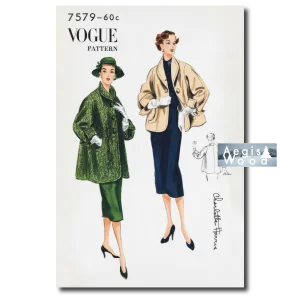 Affiche (reproduction) — Duo d'élégantes en manteaux et robes fourreau, années 1950