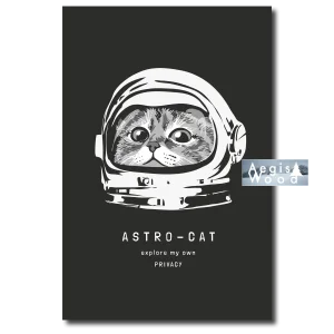 Affiche - Astro-Cat — chaton en casque d'astronaute, illustration graphique noir et blanc