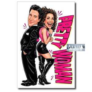 Affiche — caricature d'un couple glamour des années 90 : Pretty Woman
