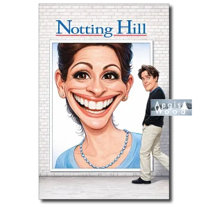 Affiche — caricature affiche du film "Notting Hill" - Julia Roberts - Hugh Grant - Rhys Ifans