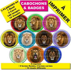 IMAGES POUR CABOCHONS & BADGES : Lion Afrique