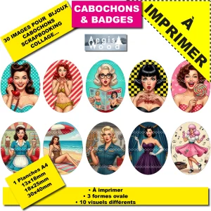 IMAGES POUR CABOCHONS & BADGES OVALES : Pin Up