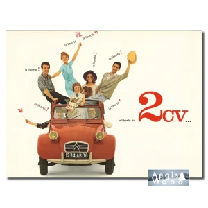 Affiche (reproduction) Citroën 2CV « La liberté en 2CV » – affiche publicitaire, Delpire, 1963