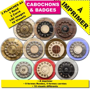 IMAGES POUR CABOCHONS & BADGES : Cadrans téléphoniques vintage ancien