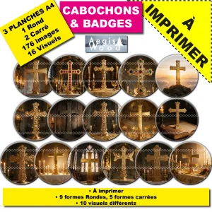 IMAGES POUR CABOCHONS & BADGES : Croix Chrétiennes dorées