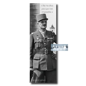 Affiche Citation Général Leclerc" Portrait Noir et Blanc